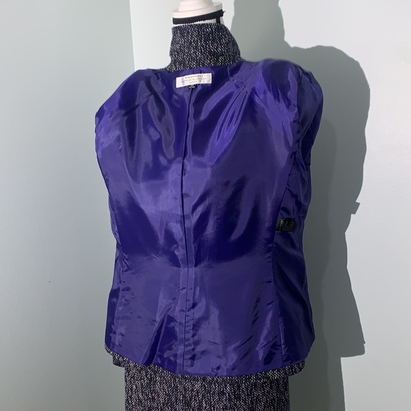 Tahari Arthur S Levine Navy Metallic Tweed 2 Piece Skirt Set Size 12P Go… - Picture 5 of 6